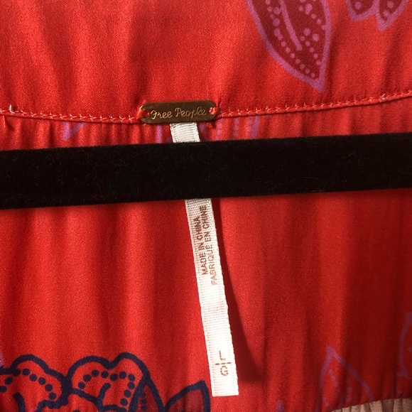 Free People red floral blouse - Picture 2 of 4